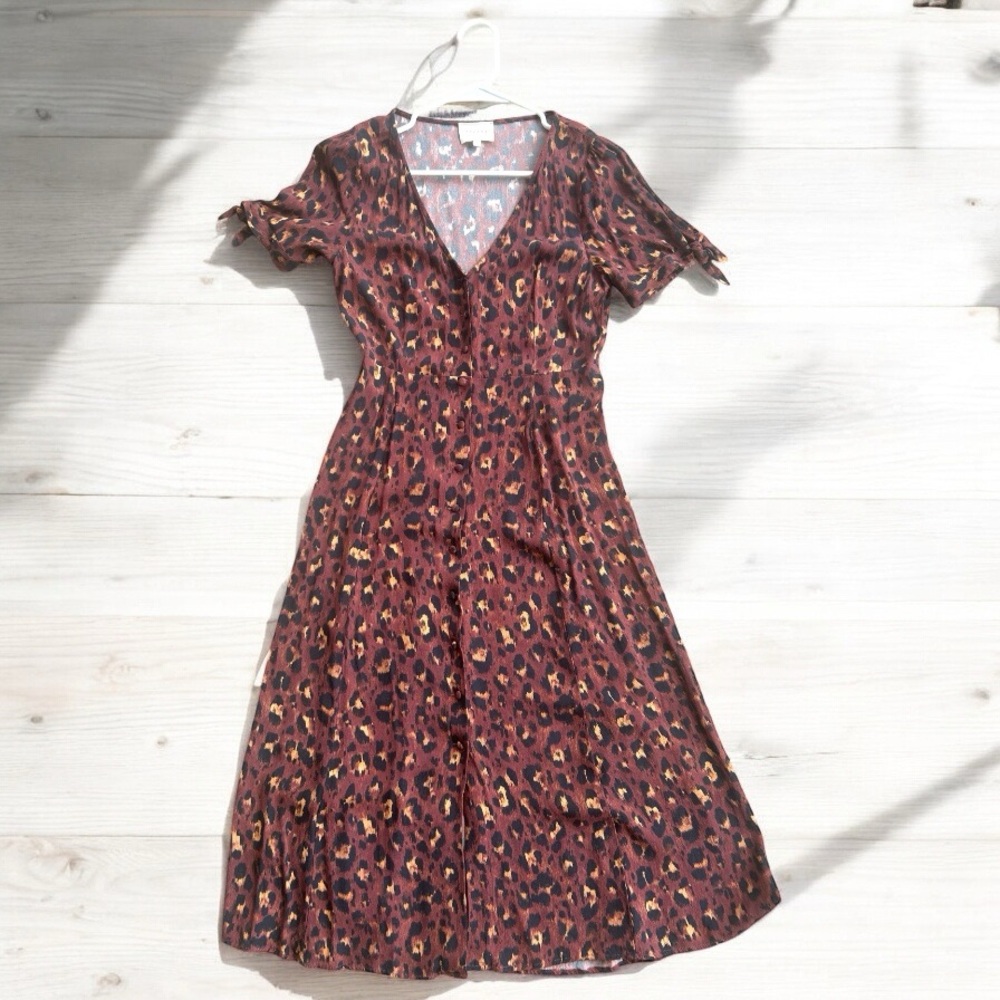 Sezane Vic Dress Leopard Cafe - Size 36